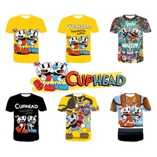 เสื้อยืด คอกลม พิมพ์ลายการ์ตูนอนิเมะ Cuphead 3 มิติ สไตล์สตรีท แฟชั่นฮาราจูกุ สําหรับผู้ชาย และผู้หญิง 2021
