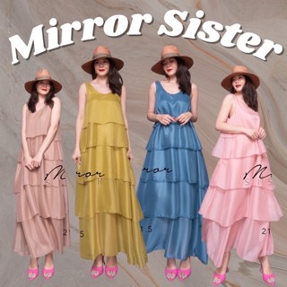 Code : 21011.5 เดรสแขนกุด เดรสทรงเบสิคแต่งระบาย  งานป้าย Mirrorsister