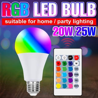 หลอดไฟสปอตไลท์ RGB LED E27 25W หรี่แสงได้ 220V IR พร้อมรีโมตคอนโทรล สําหรับฮาโลวีน