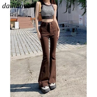 DaDulove💕 New Korean Style Brown Flared Jeans High Waist Womens Wide Leg Pants Fashion Womens Clothing