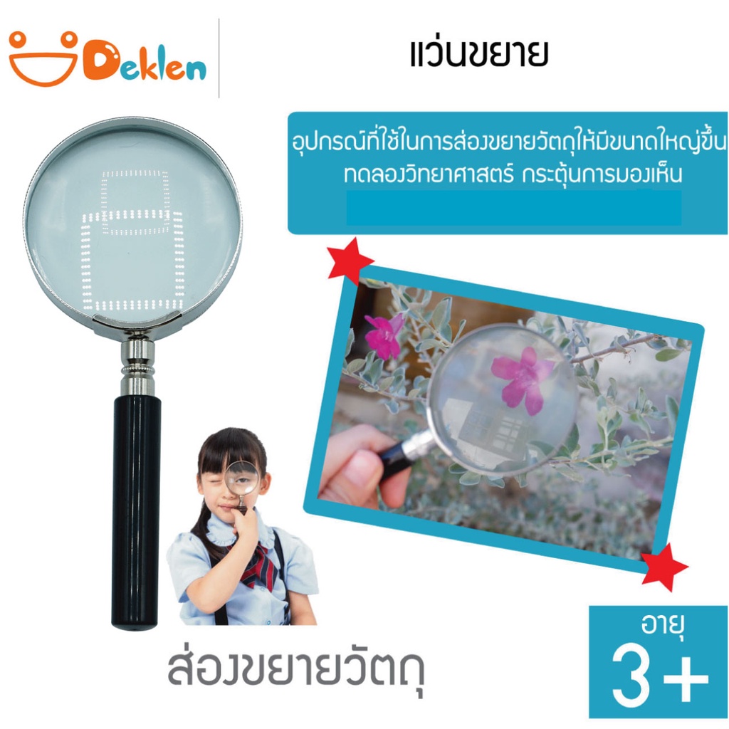 แว่นขยาย-อุปกรณ์ที่ใช้ในการส่องขยายวัตถุให้มีขนาดใหญ่ขึ้น-ทดลองวิทยาศาสตร์-กระตุ้นการมองเห็น