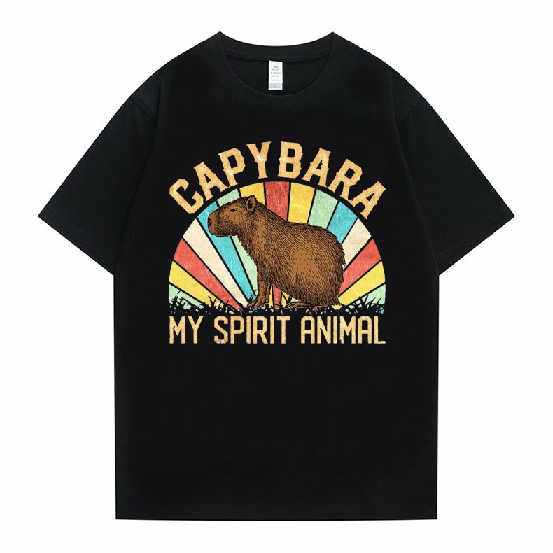 เสื้อยืดเปล่า-ตลก-capybara-วิญญาณสัตว์ของฉันพิมพ์เสื้อยืดผู้หญิงสบาย-ๆ-หลวมเสื้อยืดกราฟิกขนาดใหญ่แขนสั้นผู้ชาย-fashio