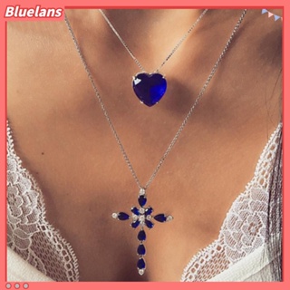 【 Bluelans 】 จี้สร้อยคอจี้หัวใจสองชั้นสำหรับผู้หญิง