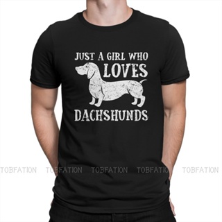 เสื้อยืดแขนสั้นลําลอง พิมพ์ลาย Just a Girl Who Loves Dachshunds สไตล์สตรีท สําหรับผู้ชายS-5XL