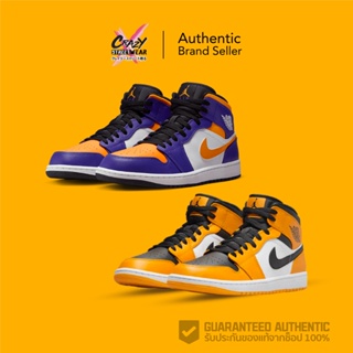 Nike Air Jordan 1 Mid "Lakers" / "Taxi" (DQ8426-517 / 554724-701) สินค้าลิขสิทธิ์แท้ Nike รองเท้า