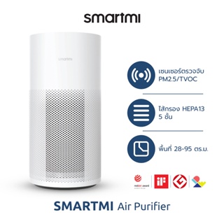 สินค้า [ประกันศูนย์ไทย1ปี] Smartmi Air Purifier เครื่องฟอกอากาศ รุ่น SM0001 เซ็นเซอร์สารอันตราย (TVOC) กรองสารเคมีและฝุ่น PM2.5 สำหรับขนาดห้อง 28-95 ตร.ม. จากบริษัท Xiaomi - ออกใบกำกับภาษีได้