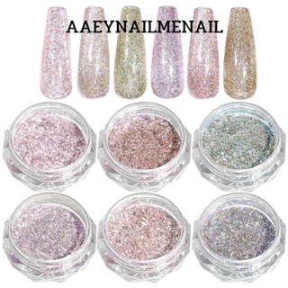 ผงกลิตเตอร์คริสตัล โฮโลแกรมนางเงือก สําหรับตกแต่งเล็บ DIY 6สี/เซ็ต