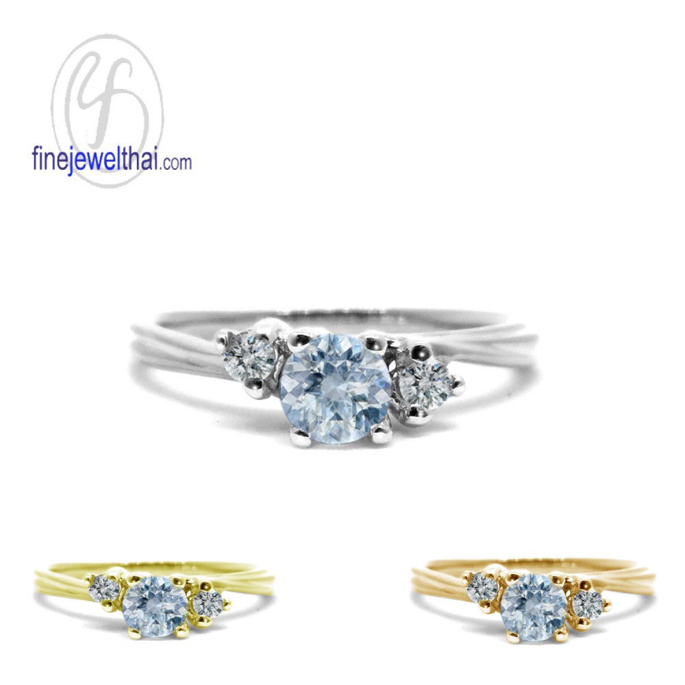 finejewelthai-แหวนอะความารีน-แหวนเงินแท้-แหวนพลอยแท้-aqamarine-silver-ring-birthstone-r1292aq-เลือกสีตัวเรือนได้