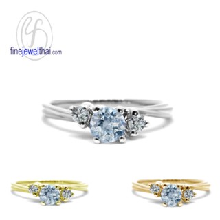 Finejewelthai-แหวนอะความารีน-แหวนเงินแท้-แหวนพลอยแท้-Aqamarine-Silver-Ring-Birthstone-R1292aq (เลือกสีตัวเรือนได้)