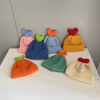Childrens boys and girls woolen hats Baby hats cute color contrast warm knitted woolen hats