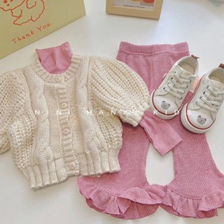 [Babycat] พร้อมส่ง เสื้อแจ็กเก็ต ผ้าถัก กางเกงขายาว แฟชั่นฤดูใบไม้ร่วง สไตล์เกาหลี ญี่ปุ่น สําหรับเด็กผู้หญิง 2022