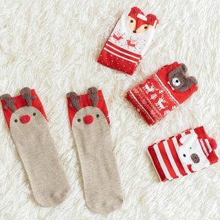 ถุงเท้า พิมพ์ลายการ์ตูนกวาง ซานต้า หมี คริสต์มาส น่ารัก เหมาะกับฤดูใบไม้ร่วง ฤดูหนาว ปาร์ตี้