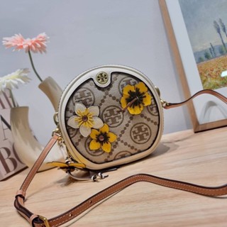 TORY BURCH T MONOGRAM FLORAL MOON CROSSBODY BAG