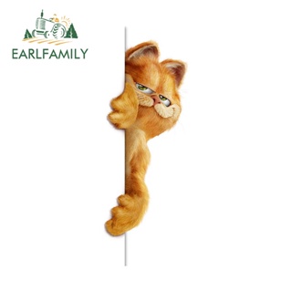 Earlfamily สติกเกอร์ไวนิล ลายการ์ตูนอนิเมะ Garfield กันน้ํา สําหรับติดตกแต่งรถยนต์ แล็ปท็อป กีตาร์ กระเป๋าเดินทาง 13 ซม. x 4.6 ซม.