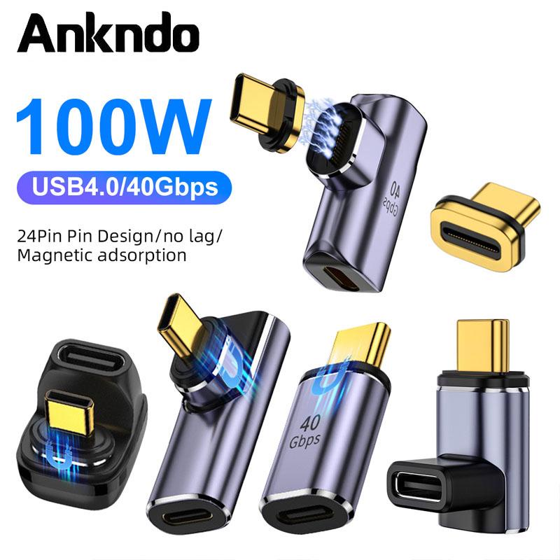 ankndo-อะแดปเตอร์แปลงแม่เหล็ก-usb4-0-thunderbolt3-usb-c-เป็น-type-c-40gbps-100w-ชาร์จเร็ว-8k60hz-usb-type-c