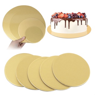 แผ่นรองเค้ก ทรงกลม Cake board สีทอง สีเงิน แพค 5 ชิ้น ขนาด 12, 21, 24, 26 cm กระดาษแข็งหนา สีโทนคลาสิคกึ่งด้าน