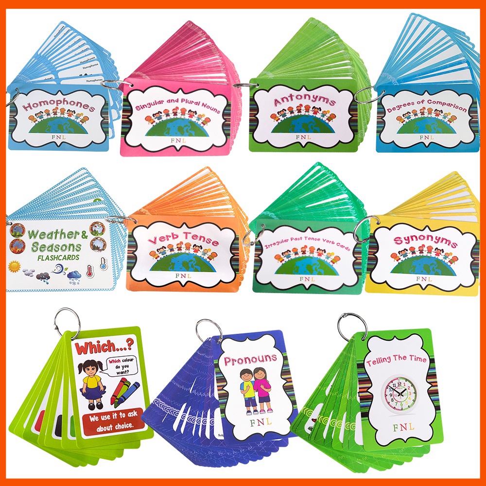 English Learning Grammar Flash Cards For Kids Toddlers Verb Tense