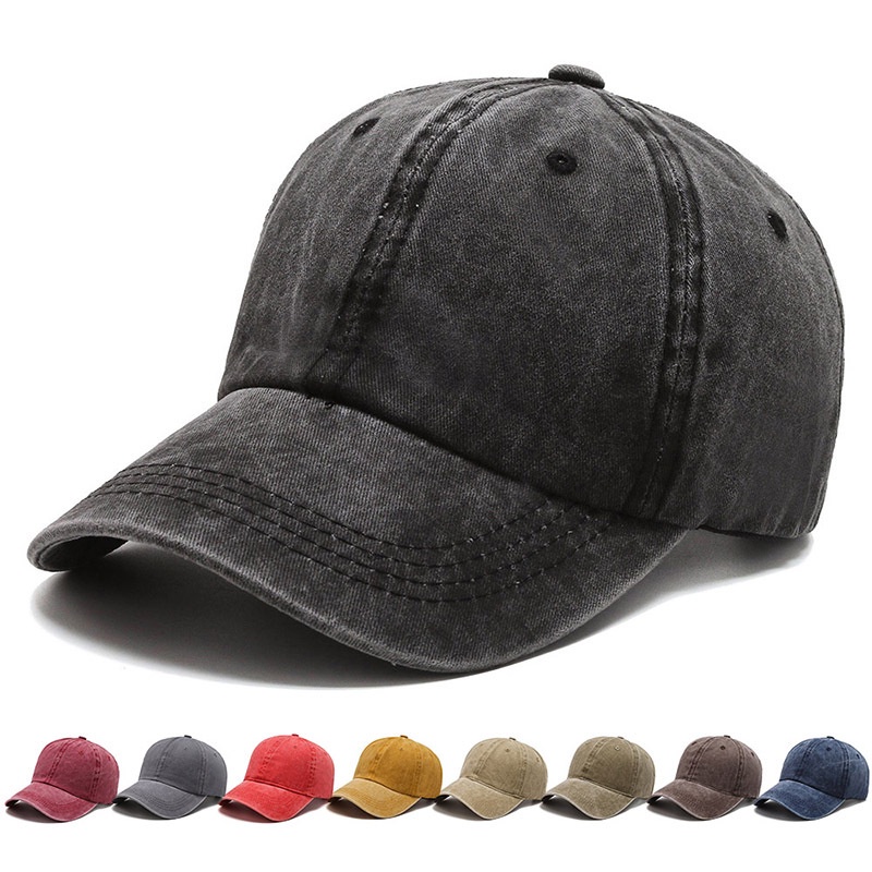 หมวกเบสบอล-ผ้ายีน-สีพื้น-เข้ากับทุกการแต่งกาย-สไตล์วินเทจ