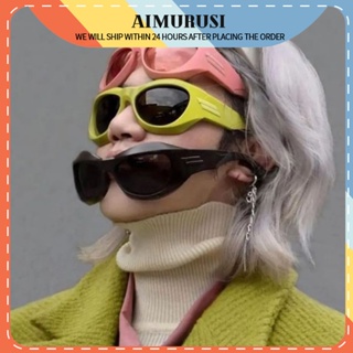 (AIMURUSI) COD แว่นตากันแดดแฟชั่น กรอบโค้ง เทคโนโลยีอนาคต Y2K สไตล์อเมริกัน สําหรับผู้ชาย และผู้หญิง