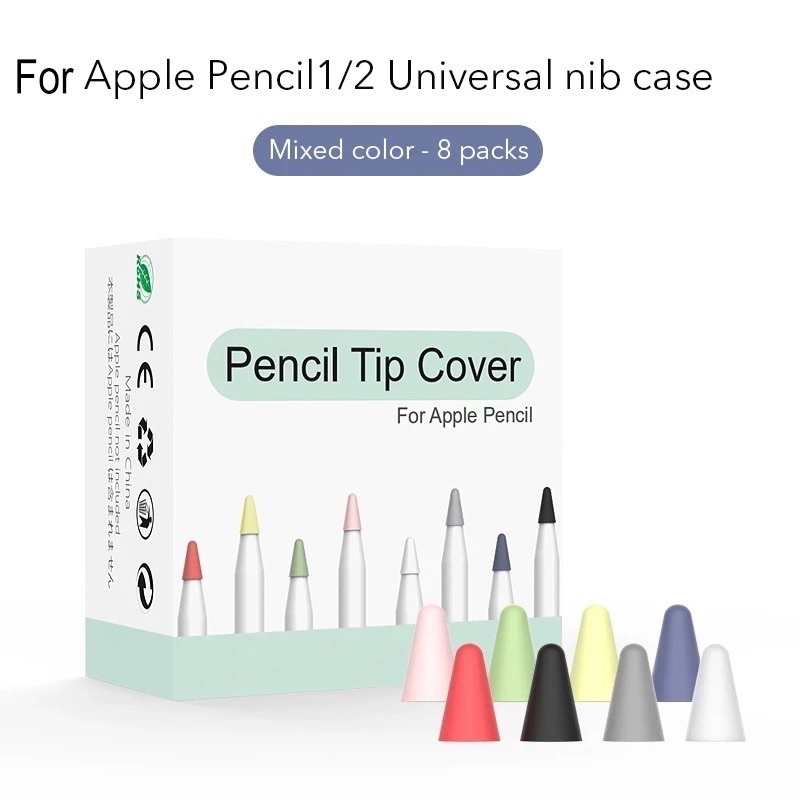 ภาพหน้าปกสินค้าพร้อมส่งค่ะ ซิลิโคนเคสหัวปากกาไอแพด Apple Pencil 1/2 8ชิ้นรวมสี จุกปากกา Applepencil ซิลิโคนปากกาไอแพด จุกถนอมหัวปากกา