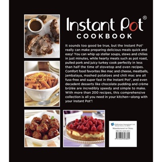 หนังสือตำราทำอาหารด้วยหม้ออเนกประสงค์ Instant Pot Cookbook: More Than 200 Quick &amp; Easy Recipes - Hardcover - UK Imported