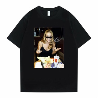 เสื้อยืดแขนสั้น Mariah Carey ศิลปะความงามกราฟิกพิมพ์ Tshirt สีดําวินเทจ Unisex Tee ผู้ชายแฟชั่นเสื้อยืดลําลองขนาดใหญ่ Sh
