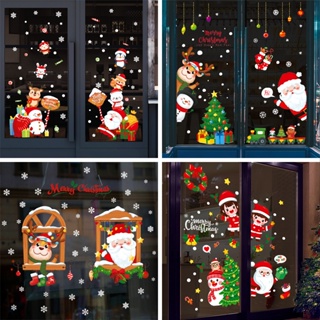 [wuxiang] สติกเกอร์ ลายการ์ตูนคริสต์มาส ซานตาคลอส สโนว์แมน กวาง สําหรับตกแต่งผนัง กระจก หน้าต่าง