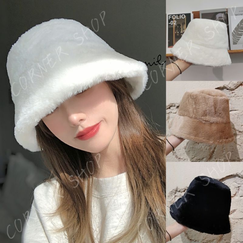 ภาพหน้าปกสินค้าพร้อมส่งจากไทย หมวกบัคเก็ต หมวกกันหนาวผู้หญิง สไตล์ญี่ปุ่น ทรงแคบปิดหน้า จากร้าน _corner_shop บน Shopee