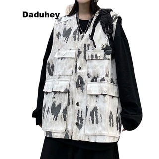 DaDulove💕 New American Ins Street Work Vest Vest Tie-dye Camouflage Jacket Coat Fashion Womens Clothing