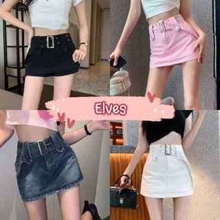 Elves✨พร้อมส่ง✨ กระโปรงกางเกง ทรงY2K ทรงเอใส่รัดเอวน่ารักมาก ~9015/932~ -NZ