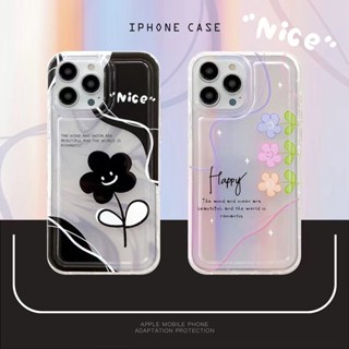 ✨ส่งเชือกเส้นเล็ก✨เคสไอโฟน14 Pro Max 13 12 11 เคส for iPhone 14พลัส เรียบง่าย ดอกไม้ พกง่ายๆ การป้องกันการตก Case