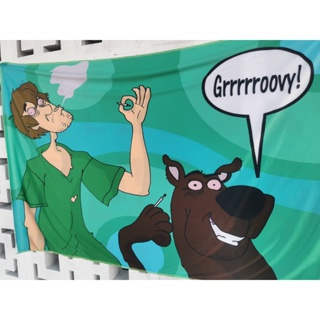  ผ้าตกแต่งผนัง ผ้าธง ผ้าตกแต่งห้อง สไตล์วัยรุ่นอเมริกัน ลายสกู้ปปี้ดูวววว Scooby dooo