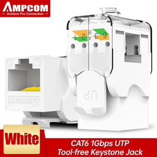 Ampcom อะแดปเตอร์แจ็คคีย์สโตน Cat6 Cat6A RJ45 Modular JACK UTP ไม่มีเครื่องมือเจาะลง