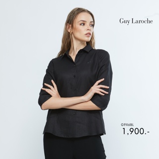 Guy Laroche เสื้อผู้หญิง เสื้อเชิ้ตผู้﻿หญิง linin shirt สีดำ (G9X6BL)