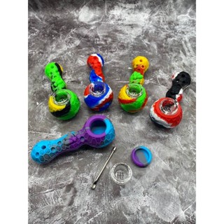 Silicone Plpe with Glass cup + Stash