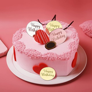 ป้ายวันเกิด ป้ายเค้กอะคริลิค ป้ายhappy birthday แบบเหรียญ