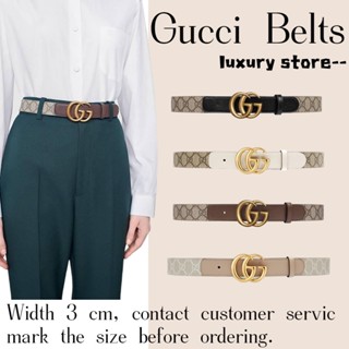 กุชชี่  Gucci ✨ เข็มขัดผ้าแคนวาส GG Supreme แบบ Double G Buckle / ทรงเดียวกัน ใส่ได้ทั้งชายและหญิง / ของแท้นำเข้าจากอิตา