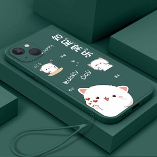เคสโทรศัพท์มือถือ tpu แบบนิ่ม ป้องกันการลื่นไถล ลายแมว มีสายคล้อง สีขาว สําหรับ iphone 11 11 pro 11 pro max 12 pro 12 pro max 12 mini