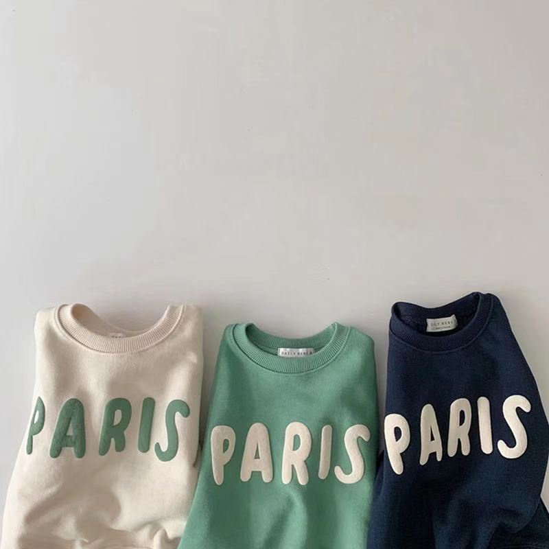 เสื้อกันหนาว-แขนยาว-ผ้าฝ้าย-พิมพ์ลายปารีส-สีแคนดี้-ฤดูหนาว-สําหรับเด็กทารก