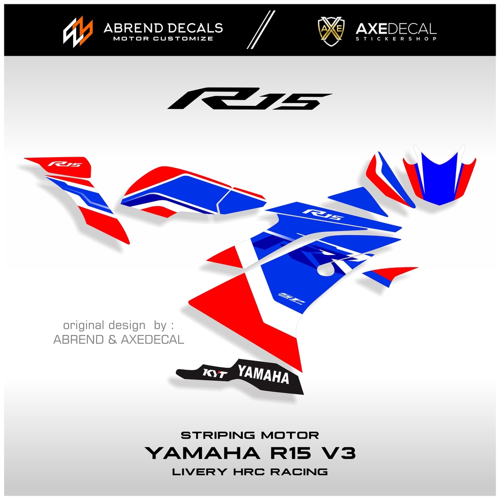 สติกเกอร์ติดตกแต่งรถจักรยานยนต์-yamaha-r15-v3-hrc-tri-color-racing-r15-v3