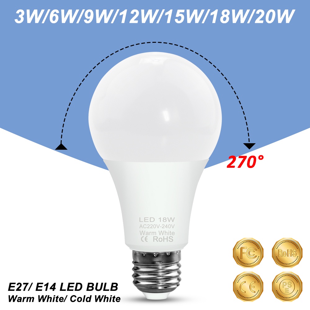 หลอดไฟ-led-e27-220v-พลังงานสูง-3w-6w-9w-12w-สีขาวอบอุ่น-คุณภาพสูง-สําหรับตกแต่งภายในบ้าน