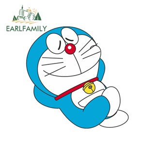 Earlfamily สติกเกอร์ ลายการ์ตูนโดราเอมอน กันน้ํา กันรอยขีดข่วน สําหรับติดตกแต่งหน้าต่างรถยนต์ รถจักรยานยนต์ 13 ซม. x 13 ซม.