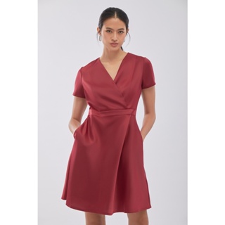 ESPADA เดรสสั้นทรงไขว้ทับ ผู้หญิง สีแดง | Short Wrap Dress | 1018