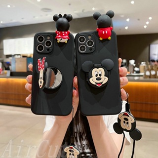 เคส OPPO A58 A57 A54 A53 A17 A17K A16 A16K A15 A15S A98 A96 A95 A94 A93 A92 A83 A78 A77S A76 A74 A71 A52 A38 A31 A12 A9 A7 A5 A5S A3S A1K 4G 5G 2020 2021 2022 2023 Protect Camera Black Mouse Doll Soft Case With Popsocket Lanyard