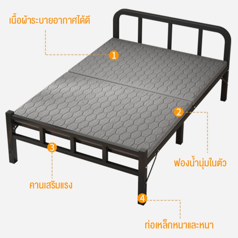 เตียงพับ-เตียงนอน-3-5-ฟุต-188x120x41cm-เตียงนอน-เตียงนอนเหล็ก-เตียงเหล็ก-การประกันคุณภาพ-มั่นใจในการซื้อ