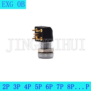 90 Degree Pin EXG 0B.2 3 4 5 6 7 P Push-pull Self-locking Fixing Nut  Female Socket Connector For PCB Printed Circuit Bo