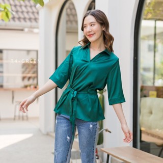 T4 Basic satin shirt เสื้อเชิ้ตผ้าซาตินใส่สบาย