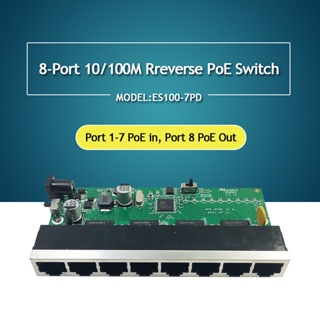 5PCS 24v Poe 8 Reverse Switch PCB board  8-Port 10/100M Ethernet Reverse POE Switch  VLAN ON OFF