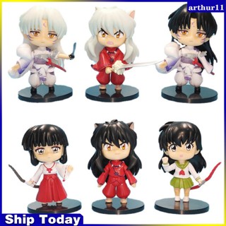 Arthur ชุดโมเดลตุ๊กตาฟิกเกอร์ Inuyasha แฟชั่น สําหรับตกแต่งบ้าน ห้องนั่งเล่น 6 ชิ้น