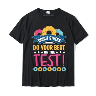 เสื้อคู่รัก Test günü çörek stres Test gömlek kadın öğretmenler için T-Shirt toptan baskı T shirt pamuk erkekler Tees ba